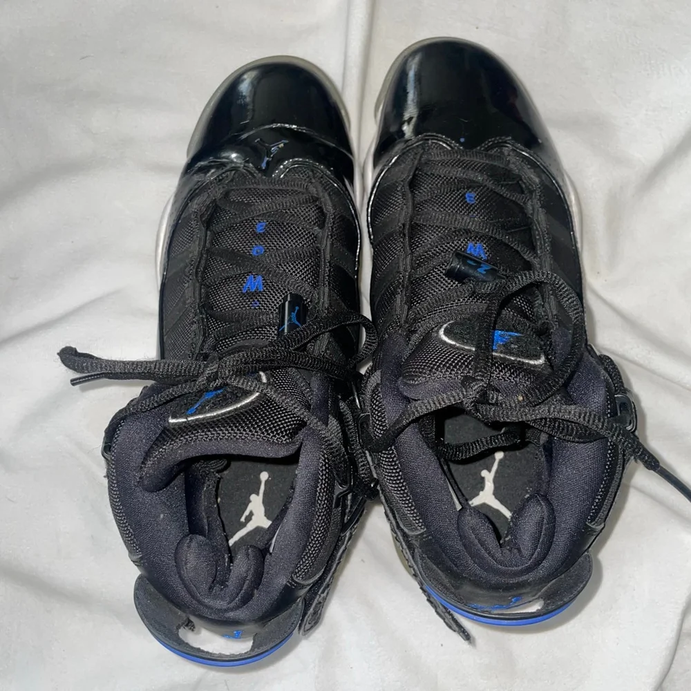 Men's Jordan 6 Rings 'Space Jam' Black Blue Shoes Size 8 Patent Leather